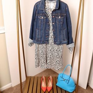 Loft Black and White Heart Print Dress. Size XL.